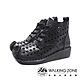 WALKING ZONE(女)洞洞透氣個性拉鍊短靴 女鞋-黑 product thumbnail 1