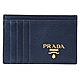 PRADA 金屬LOGO質感山羊皮8卡隨身卡片夾/證件夾(墨水藍) product thumbnail 1