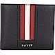 BALLY TONETT 經典紅白條紋黑色證件卡層對折皮夾 product thumbnail 1