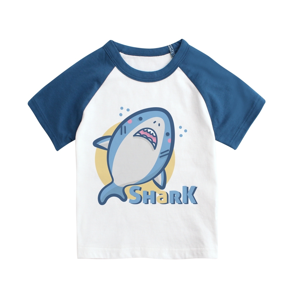 Baby童衣 設計圖T插肩上衣 66251 (鯊魚)