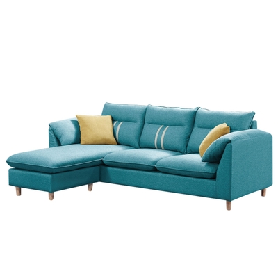 【文創集】多吉德 時尚灰可拆洗亞麻布L型獨立筒沙發椅組合(三人座＋椅凳)-211x152x89cm免組