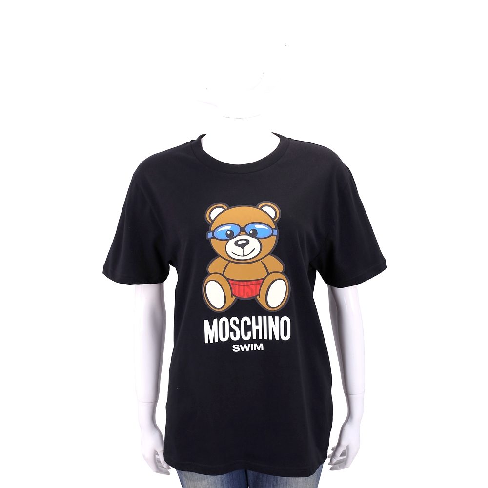 MOSCHINO Swim 泳鏡泰迪熊寶寶黑色寬版棉質T恤