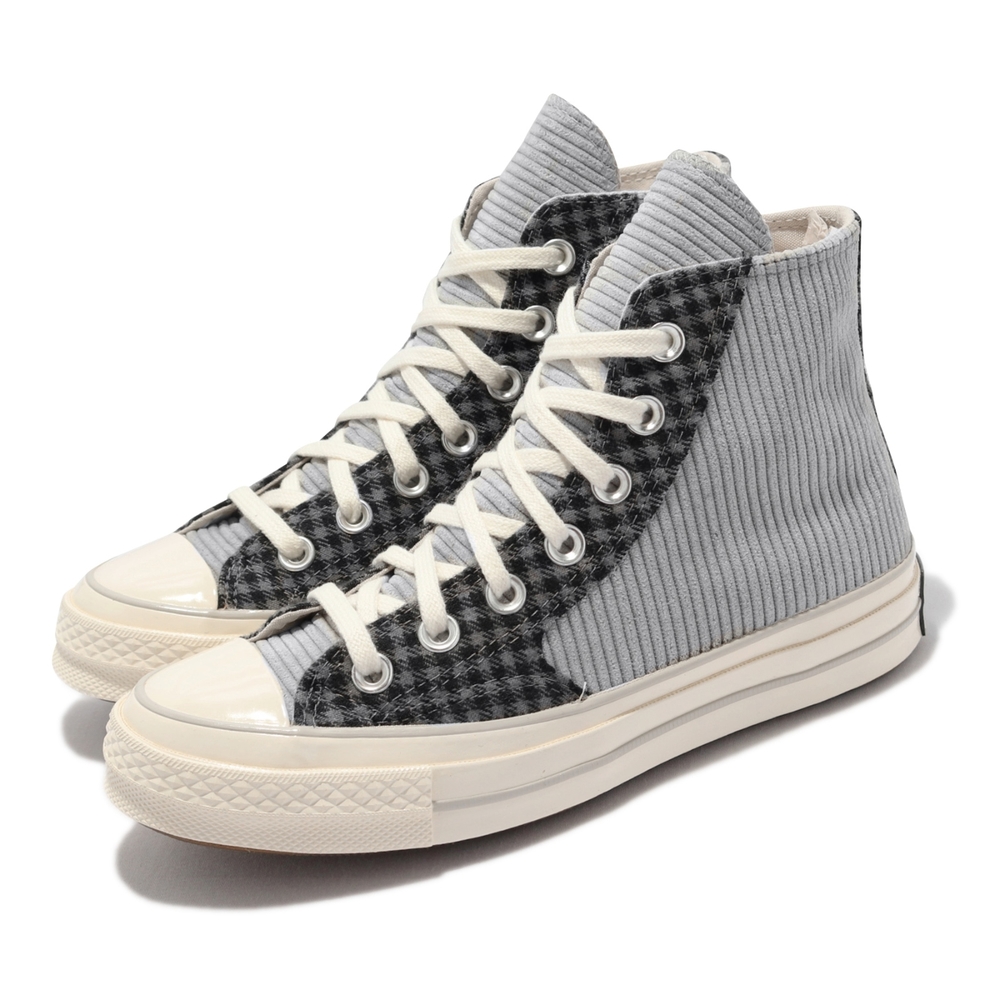 Converse 休閒鞋 Chuck 70 Hi 高筒 男女鞋 格紋 條紋 燈心絨 拼接 情侶鞋 灰 黑 172496C