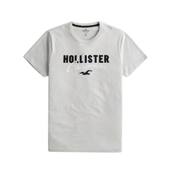 Hollister 海鷗 HCO 熱銷刺繡文字海鷗圖案短袖T恤-灰色