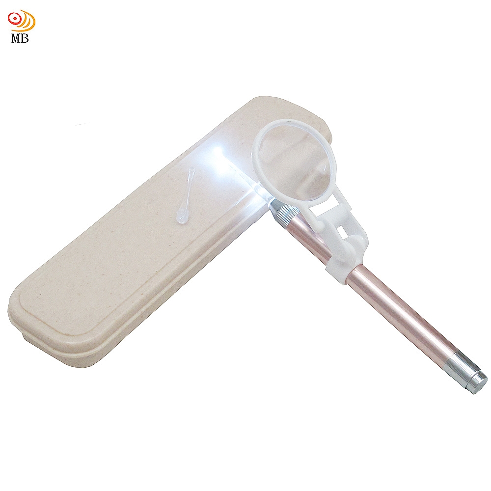 月陽鋁鎂合金發光LED耳勺帶放大鏡雙頭軟耳扒可當手電筒(XY4098A)