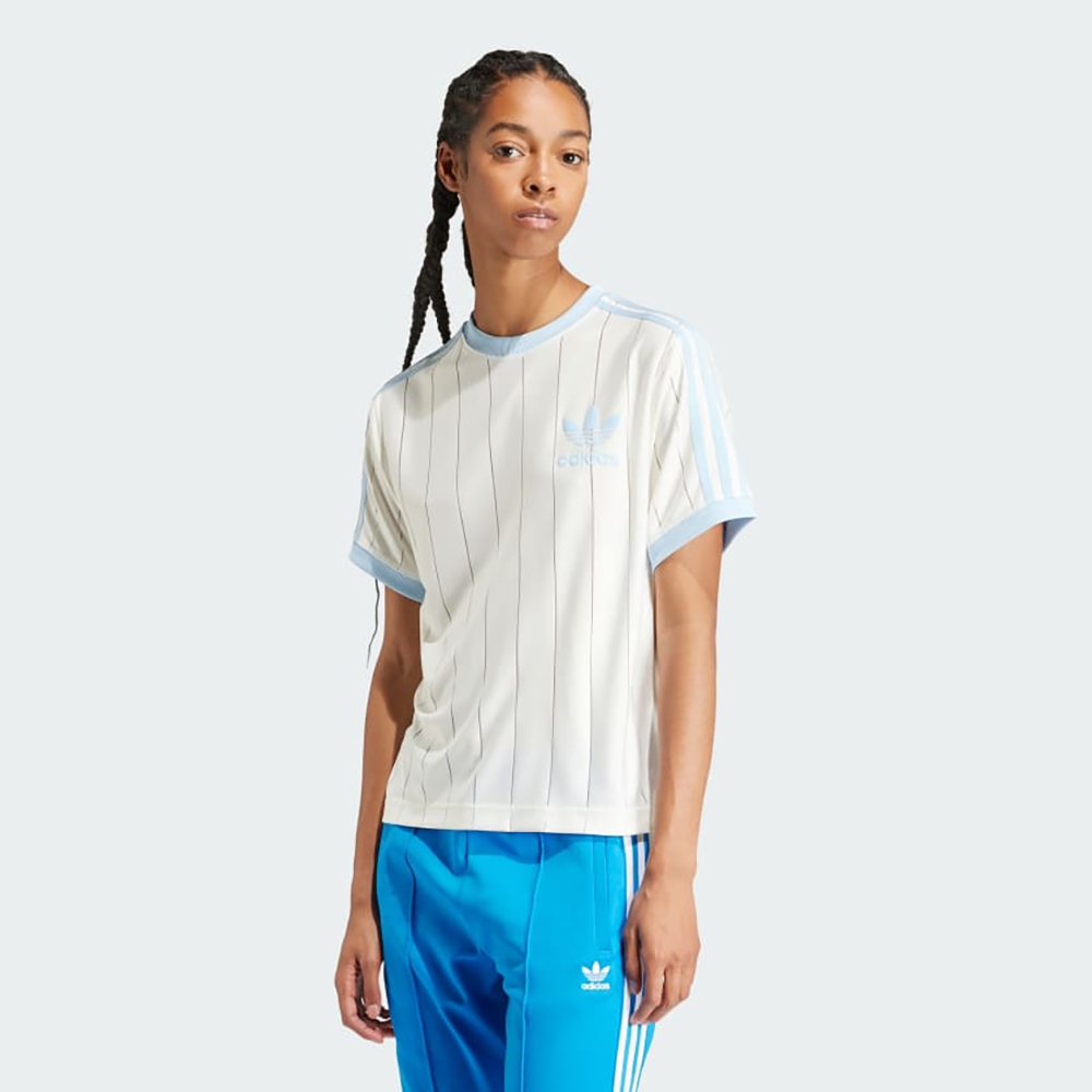 adidas 愛迪達 上衣 女款 短袖上衣 運動 3 STRIPE TEE OR 白 IR7469