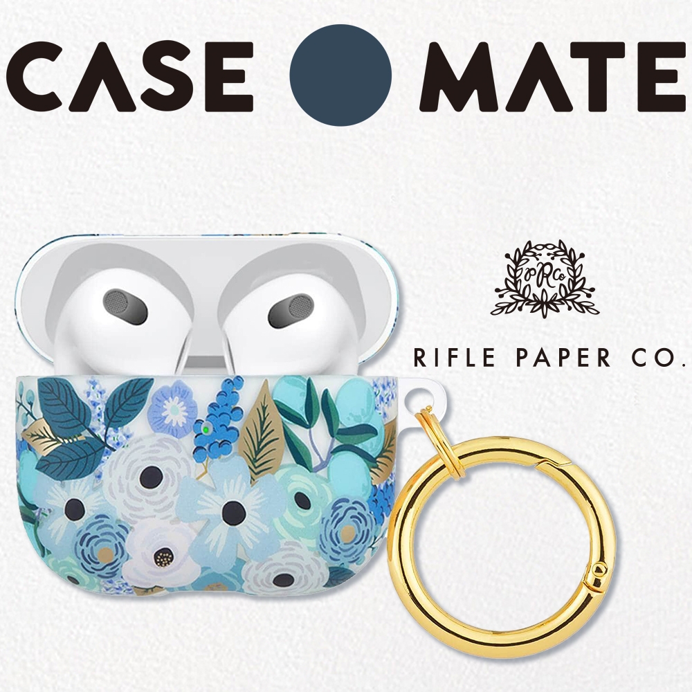 美國 Case●Mate x Rifle Paper Co. AirPods (第3代) 防摔保護殼 - 花園派對-藍