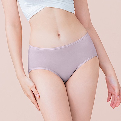 台灣製健康保養天然絲蛋白低敏感透氣 M-XL 中腰彈性包臀內褲 優雅紫 可蘭霓Clany 環保