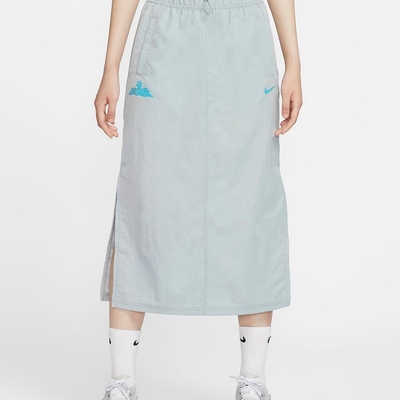 Nike AS W NSW ESSNTL WVN SKIRT GCEL 女長裙-藍灰色-HM4623046