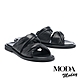 拖鞋  MODA MODAY 簡約蓬蓬感交叉條帶羊皮低跟拖鞋－黑 product thumbnail 1