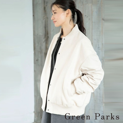 Green Parks 異素材拼接抓褶袖前扣式運動夾克