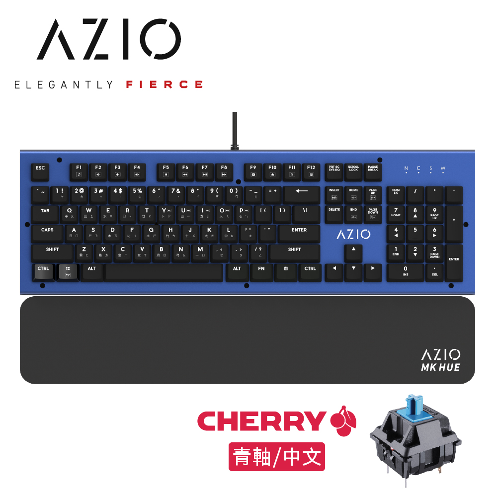 AZIO MK HUE CHERRY 鋁合金機械式鍵盤-藍(青軸/白光)
