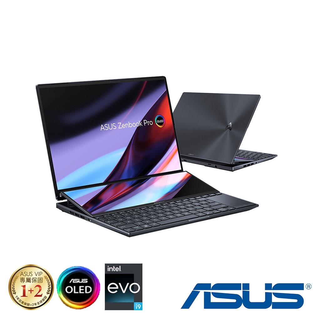 (M365組合) ASUS UX8402ZE 14.5吋觸控筆電 (i9-12900H/RTX3050Ti?4G獨顯/32G/1TB PCIe SSD/ZenBook OLED/EVO/科技黑)