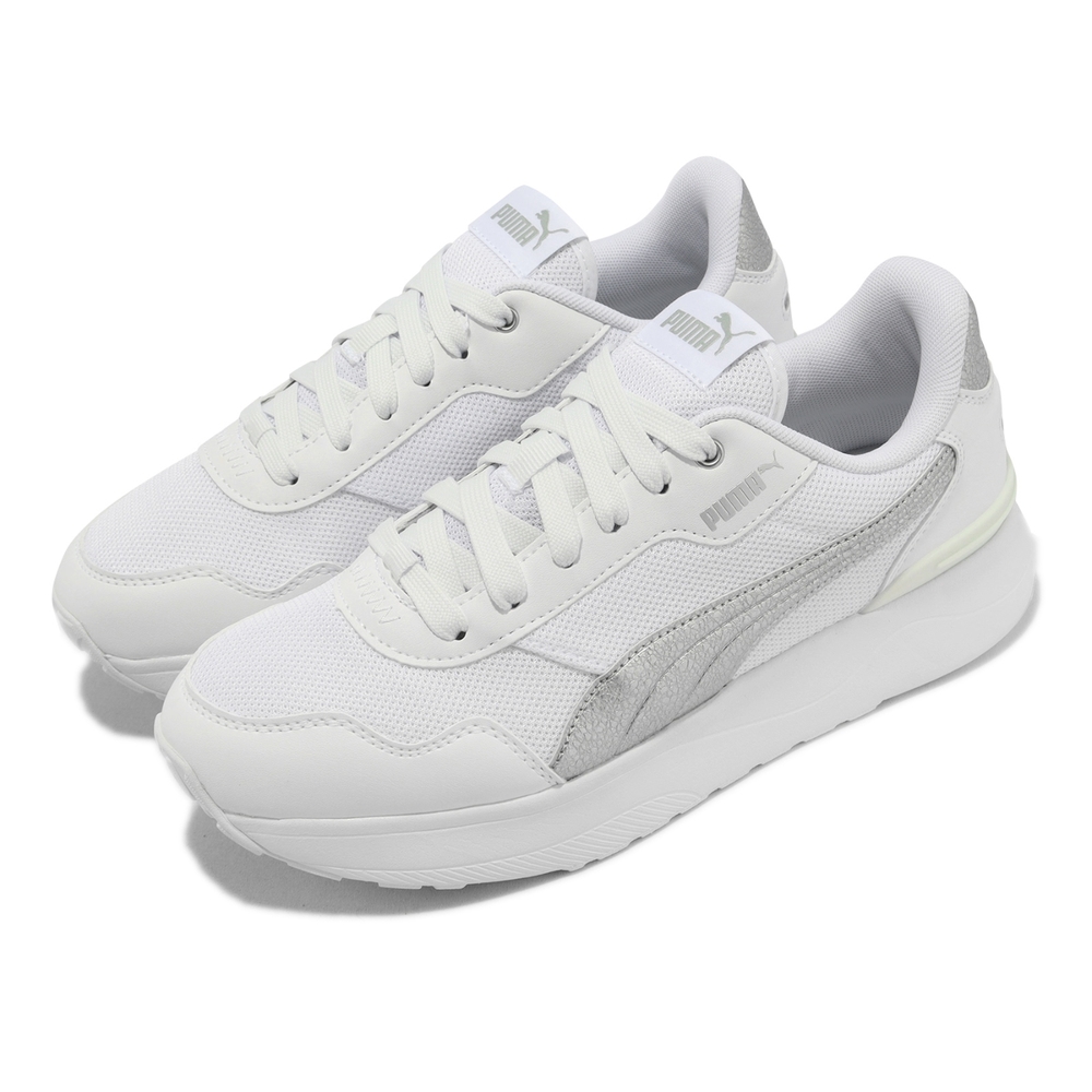 Puma 休閒鞋 R78 Voyage Distressed 白 銀 女鞋 微厚底 皮革 復古 運動鞋 38646802