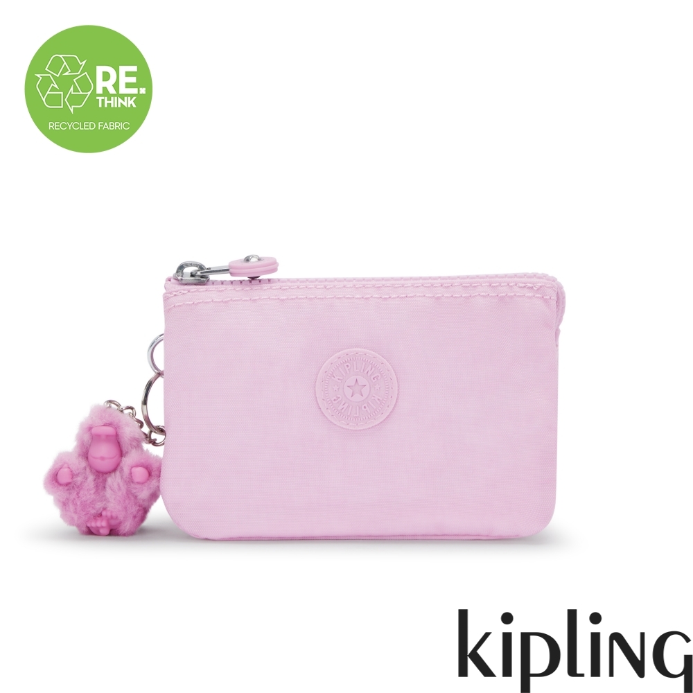 Kipling 溫柔櫻花粉紫色三夾層配件包-CREATIVITY S