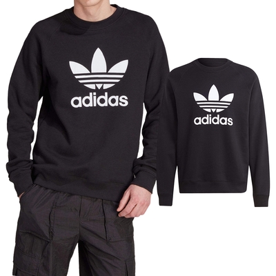 Adidas OG Trefoil Crew 男 黑 三葉草 基本款 棉質 休閒 大學T 長袖 IM4500