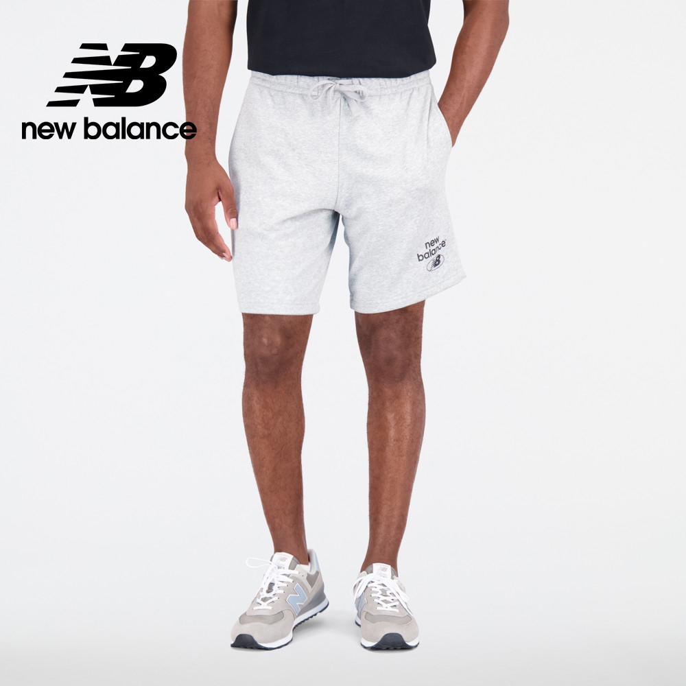 [New Balance]腰鬆緊抽繩短褲_男性_淺灰色_AMS31520AG