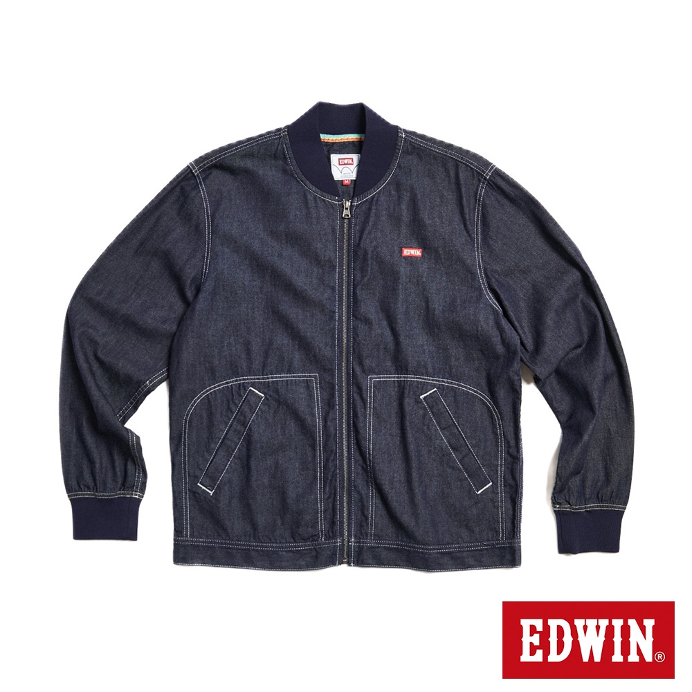 EDWIN 薄牛仔飛行員夾克外套-男-原藍色