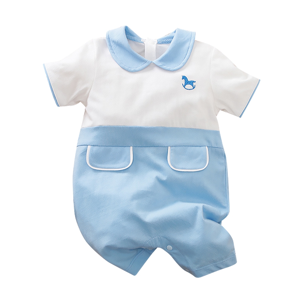 colorland棉質短袖包屁衣 寶寶連身衣 小木馬款嬰兒服