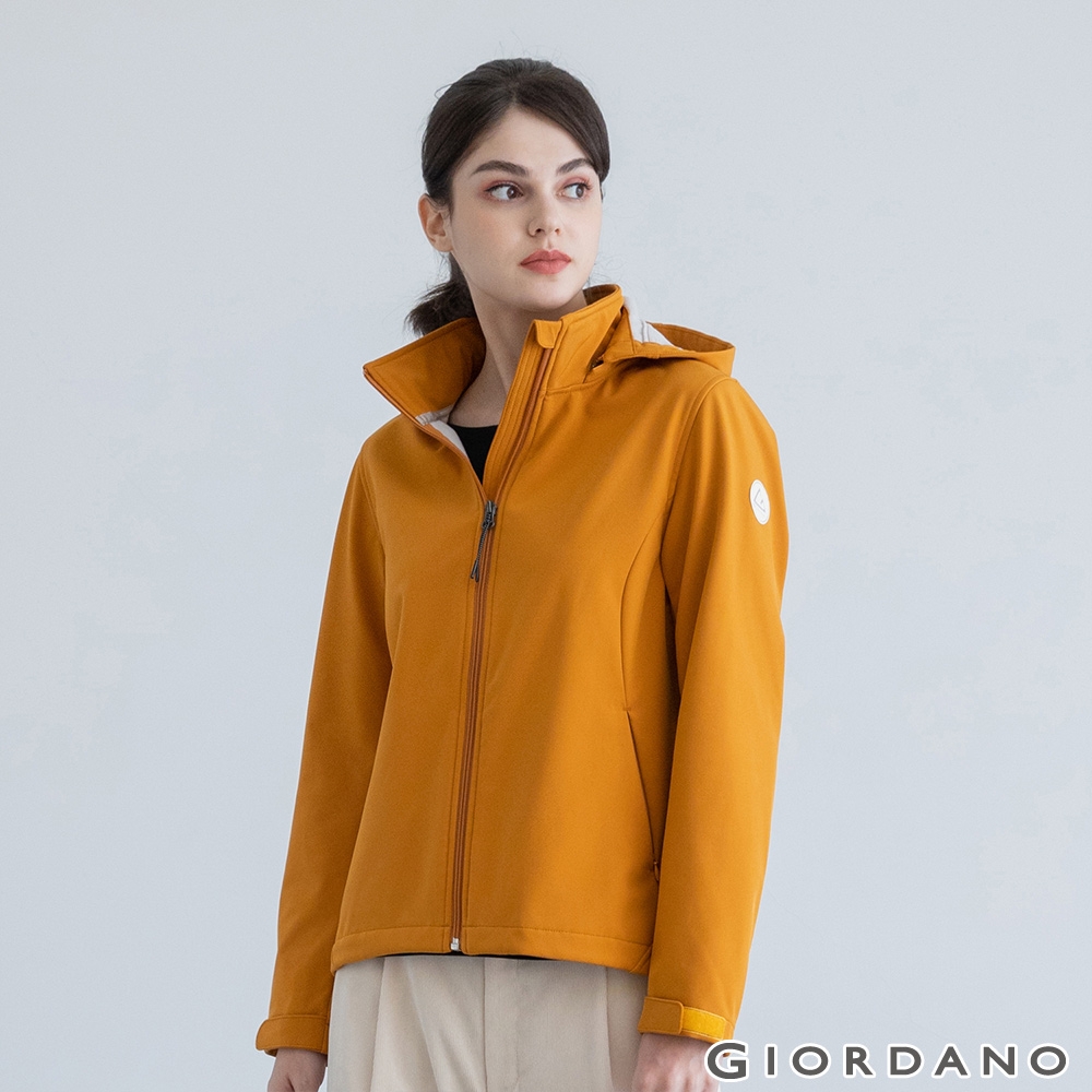 GIORDANO 女裝高機能袖章連帽外套 - 45 蘇丹棕黃