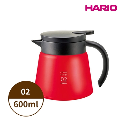 【HARIO】V60 VHS系列雙層真空不鏽鋼咖啡保溫壺02 550ml (2-4杯)-紅色VHS-60R