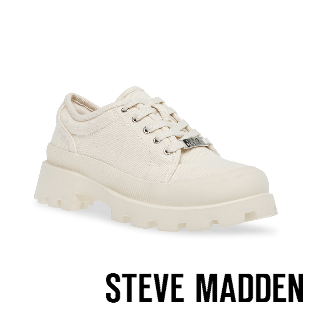 STEVE MADDEN-MT FUJI 拼接鋸齒帆布厚底鞋-米杏色