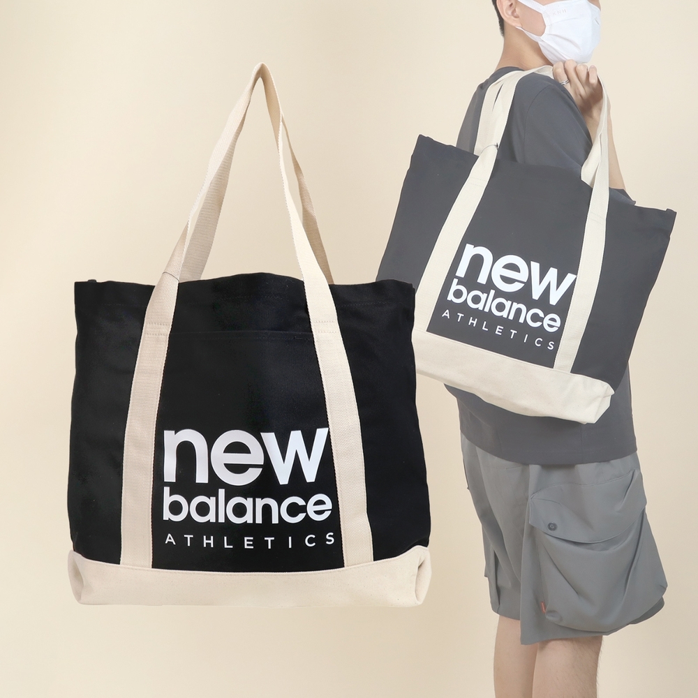 New Balance 肩背包 Classic Canvas Tote Bag 黑 男女款 大容量 背包 包包 經典 NB LAB23027BK
