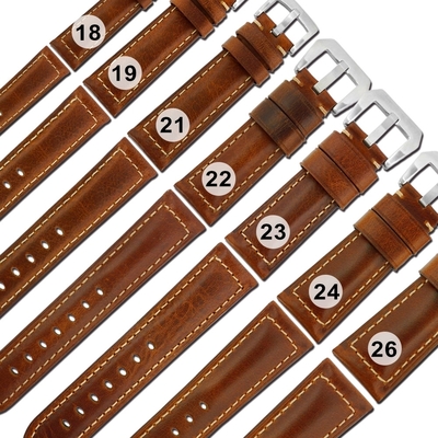 Watchband / 各品牌通用經典復刻百搭款厚實柔軟真皮錶帶-黃褐色