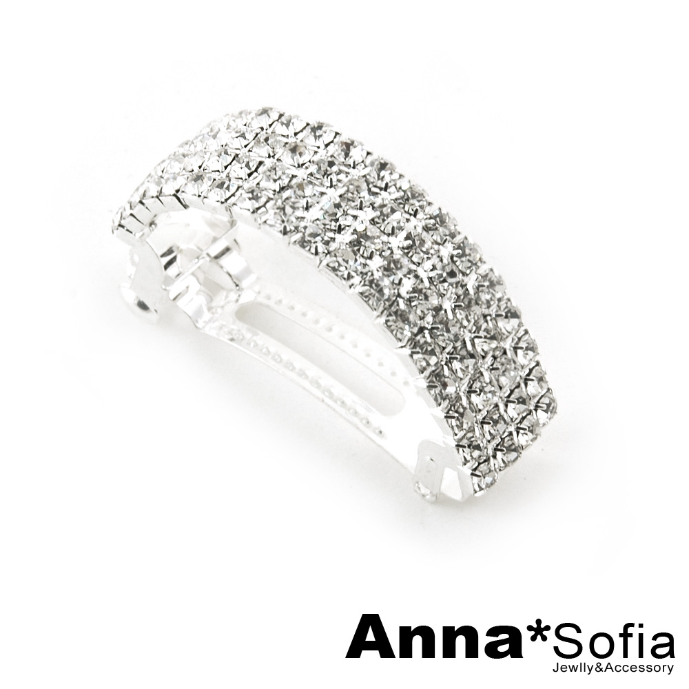 AnnaSofia 銀璃晶鑽 純手工髮飾半圓夾髮夾
