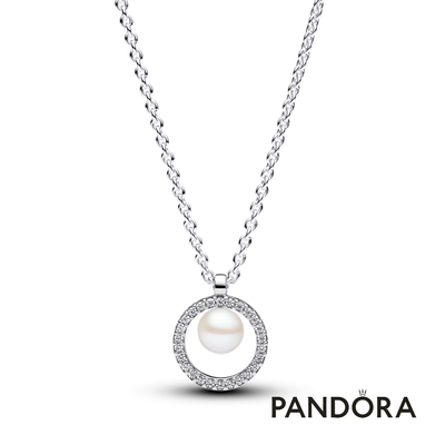 【Pandora官方直營】圓形鑲邊珍珠項鏈
