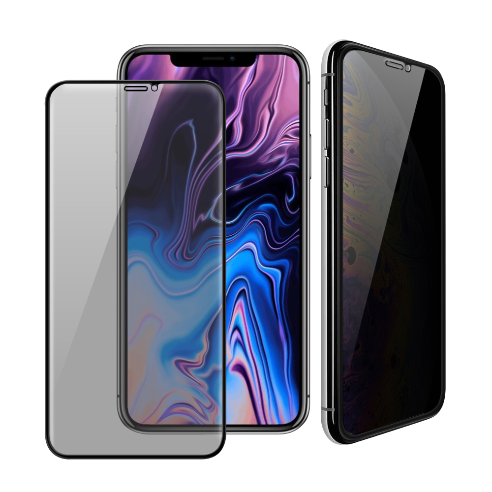 Xmart for iPhone Xs Max 6.5吋 防偷窺滿版玻璃保護貼-黑