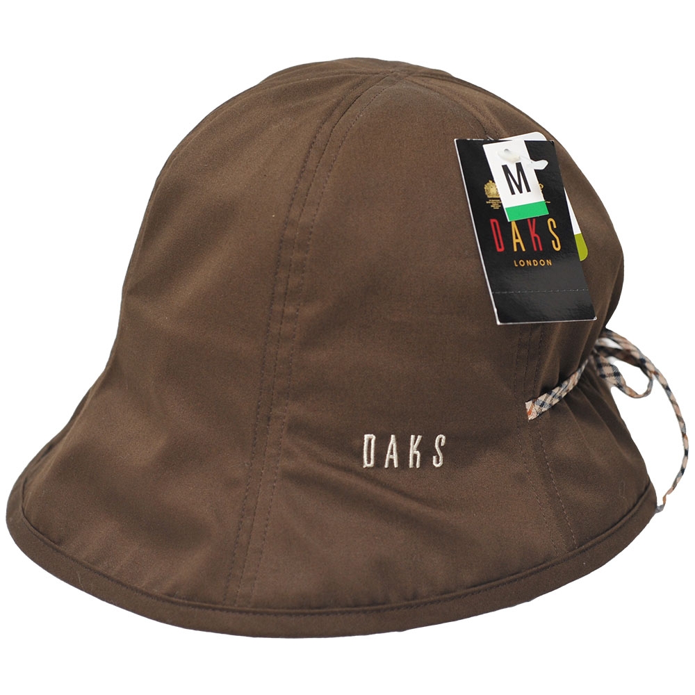 DAKS 品牌格紋綁繩抗UV纖維造型帽(深咖啡色)