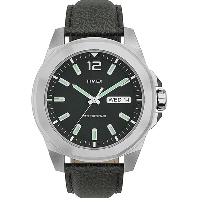 TIMEX 天美時風格系列 經典皮質手錶- 深綠44mm(TXTW2U82000)