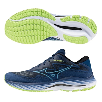 MIZUNO 美津濃 慢跑鞋 男鞋 運動鞋 緩震 一般型 超寬楦 RIDER SSW 藍 J1GC237653