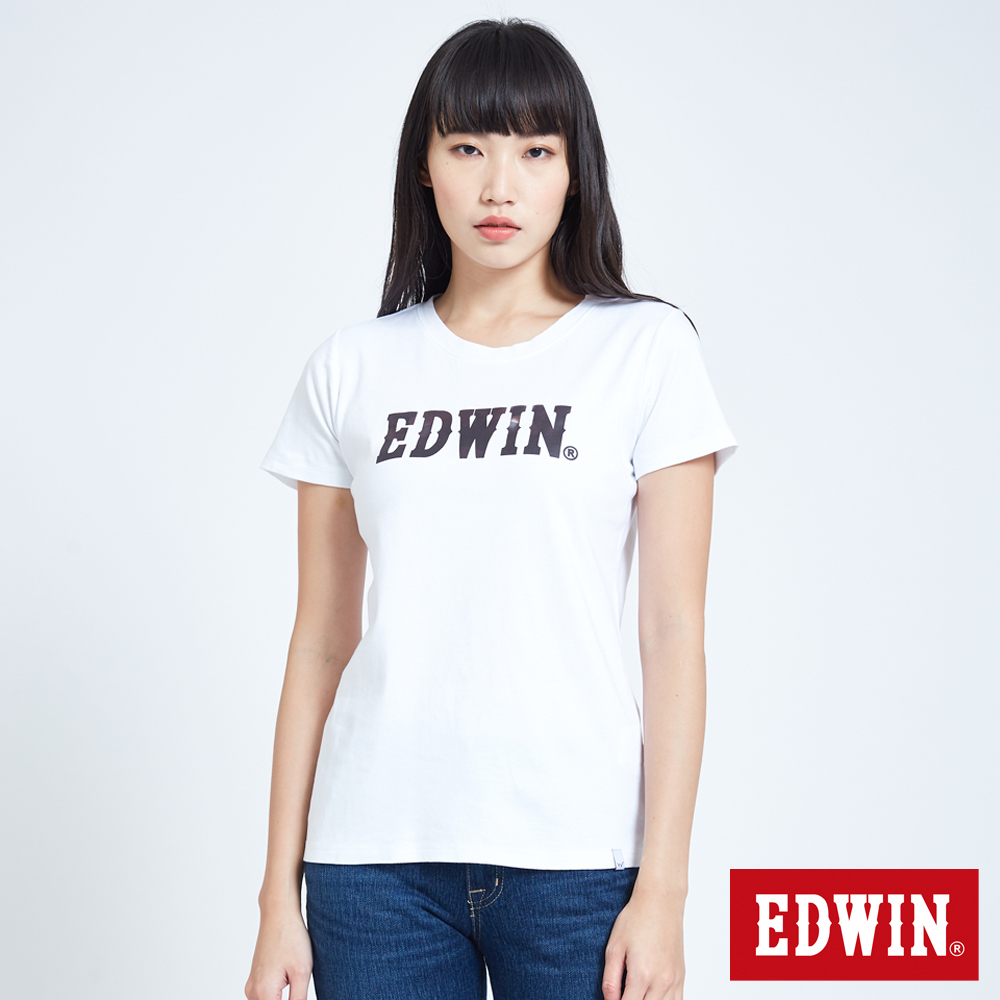 EDWIN EFS溫變迷彩LOGO 短袖T恤-女-白色