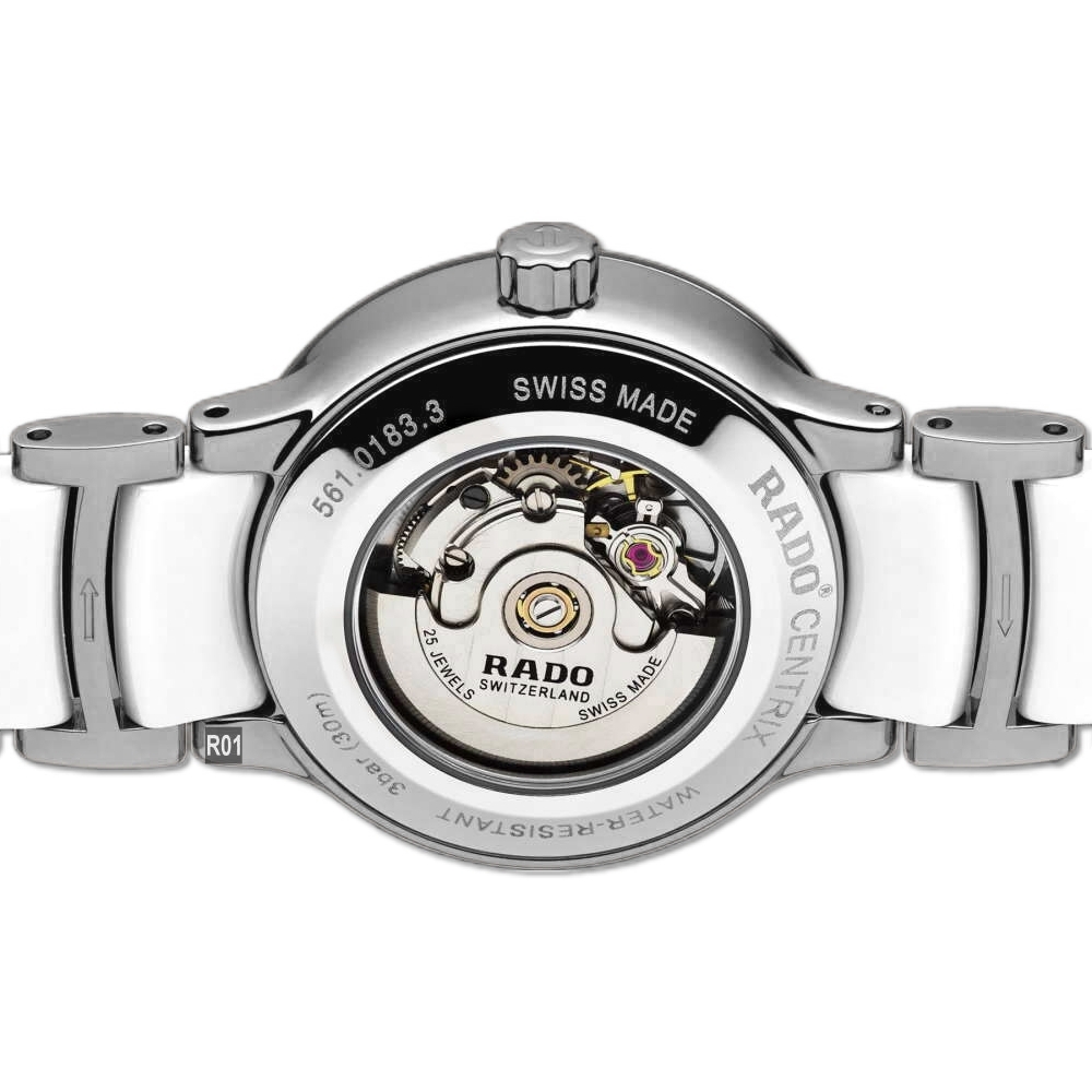 RADO 雷達表 官方授權R01 Centrix晶萃12真鑽機械女腕錶 白陶瓷銀標款28㎜ (R30027732) | RADO 雷達 |  Yahoo奇摩購物中心