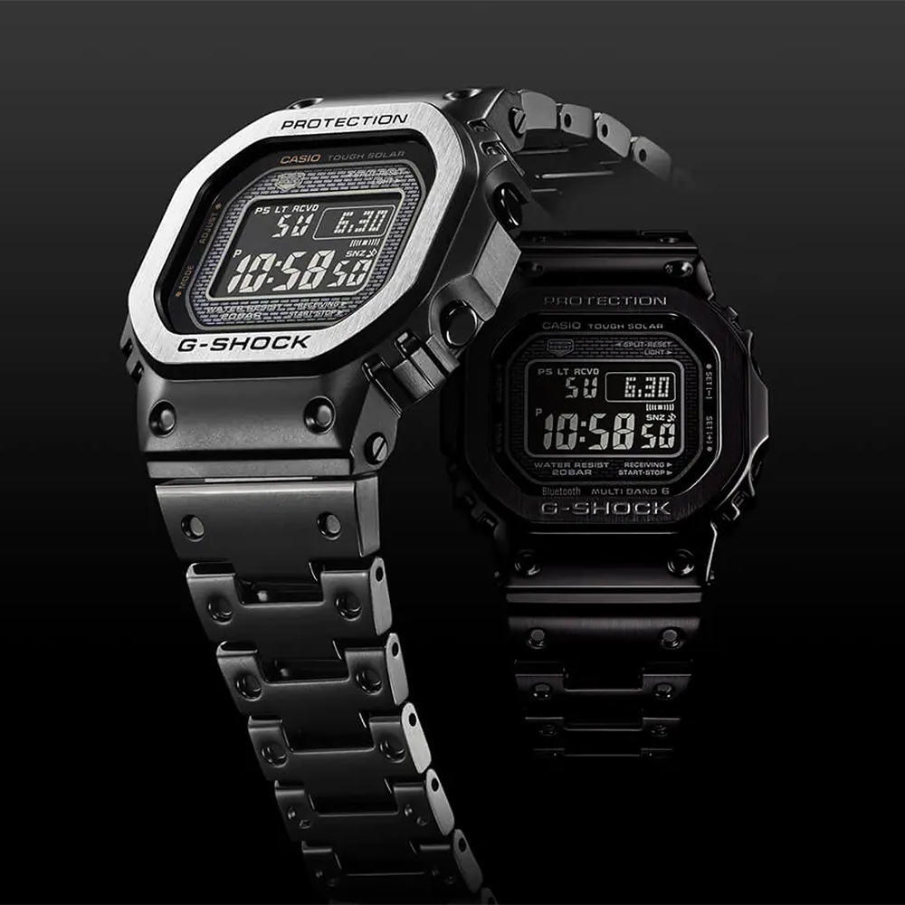 CASIO 卡西歐G-SHOCK 全金屬太陽能電波手錶-黑x銀框GMW-B5000MB-1 | G