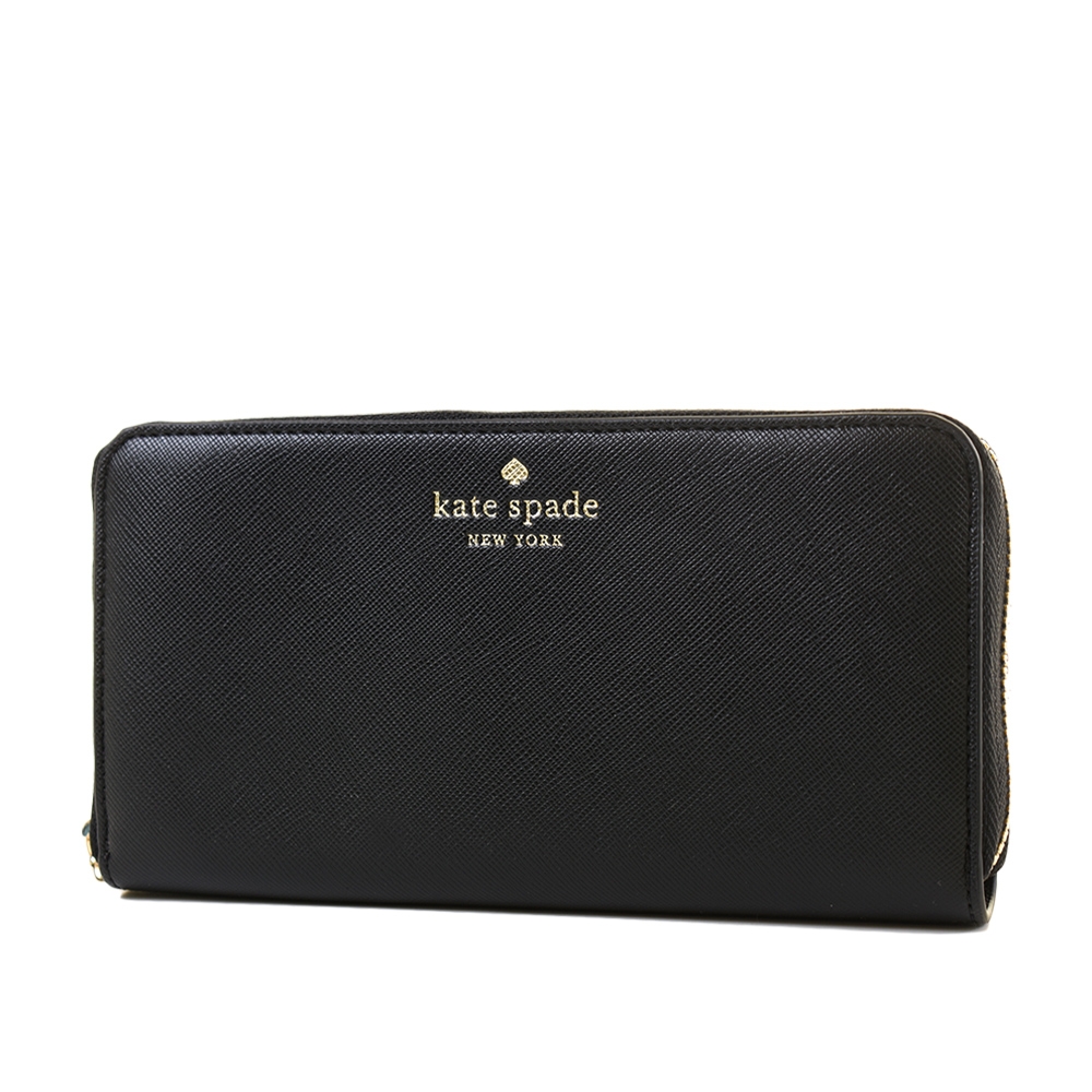 KATE SPADE 防刮皮革拉鍊長夾-黑色