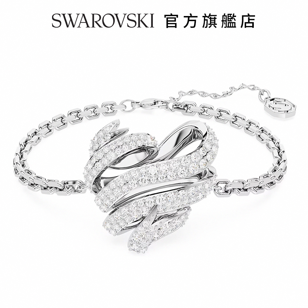 SWAROVSKI 施華洛世奇 Volta 手鏈 心形, 白色, 鍍白金色