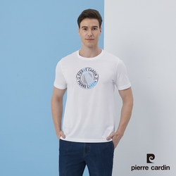 Pierre Cardin皮爾卡登 男裝 胸前印花短袖圓領t恤-白色(5217252-90)