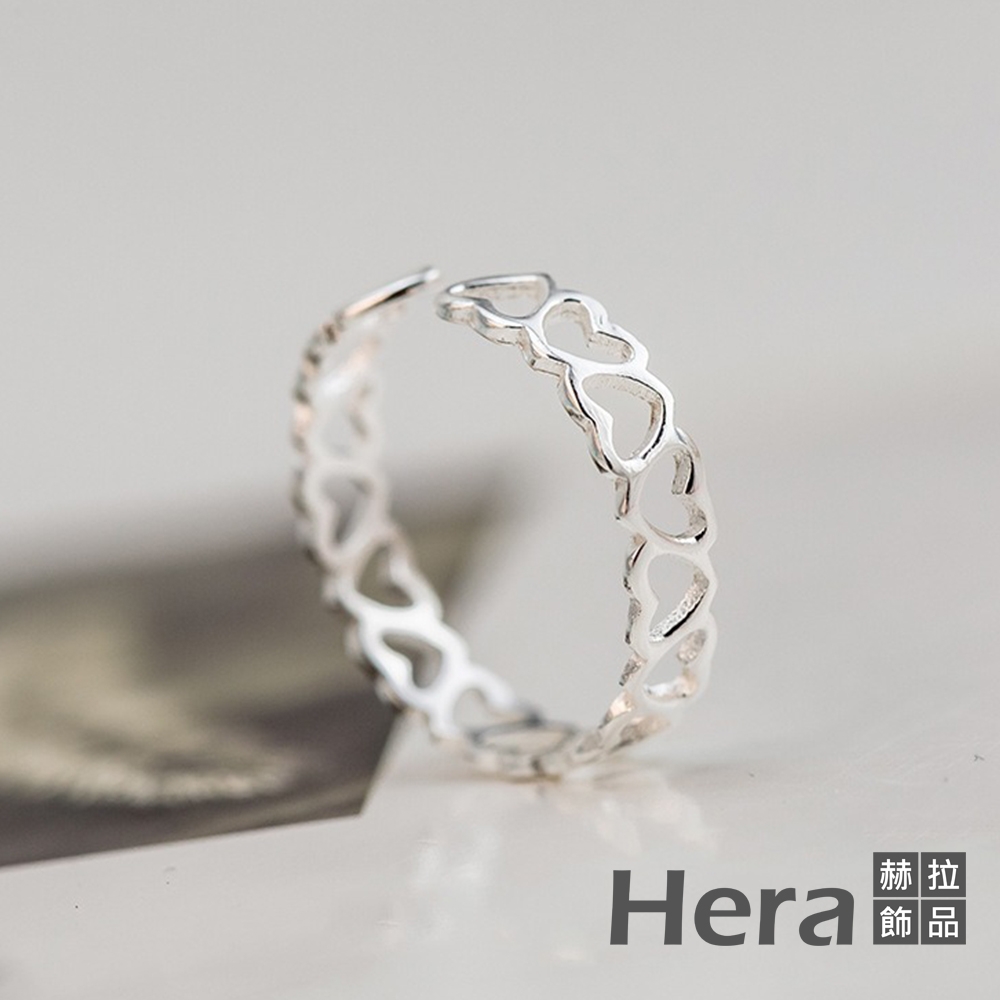 【Hera 赫拉】精鍍銀鏤空愛心開口戒指尾戒關節戒 H111030107