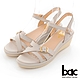 【bac】簡約交叉皮帶環楔型涼鞋-米白 product thumbnail 1