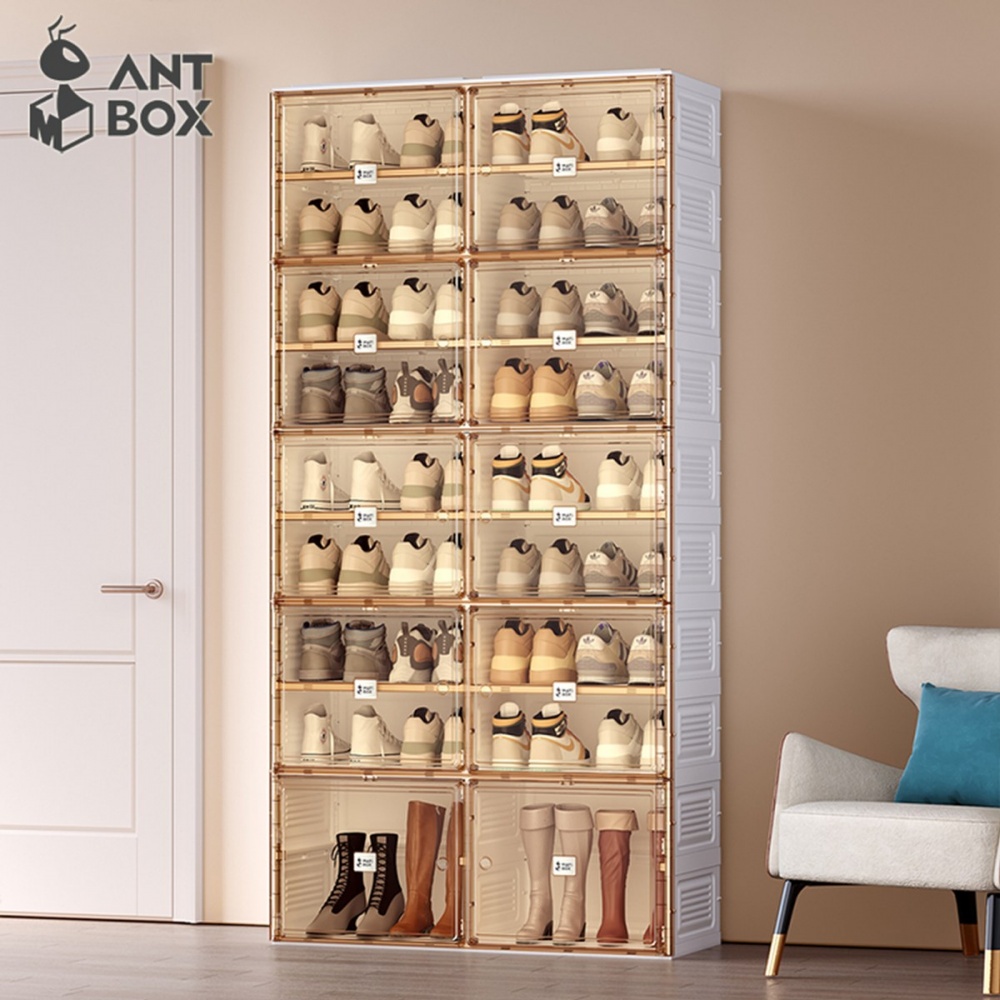 【ANTBOX 螞蟻盒子】免安裝折疊式鞋櫃18格(底層可放靴) (H014339106)