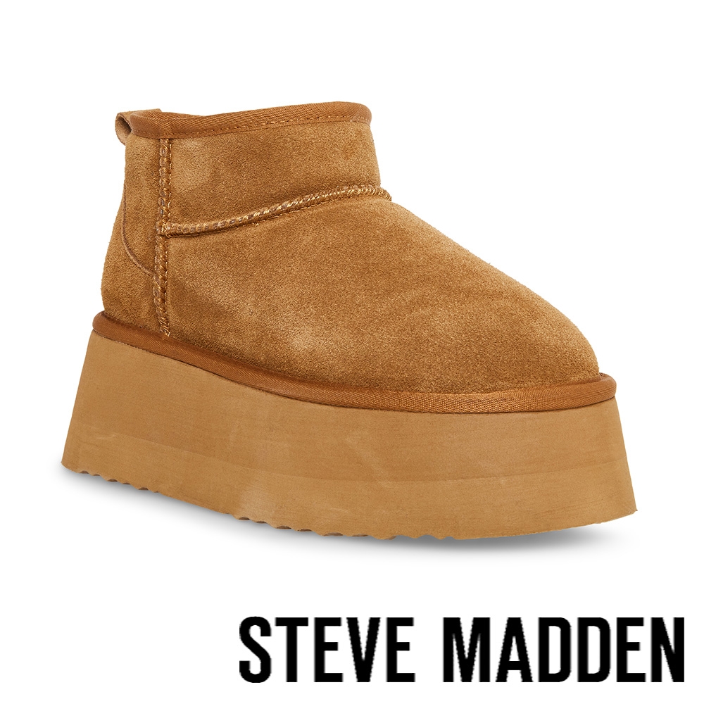 STEVE MADDEN-CAMPFIRE 麂皮厚底短筒雪靴-卡其色