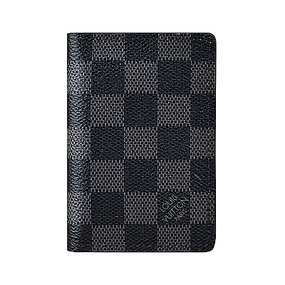 LV N63143 棋盤格LOGO Damier Graphite帆布8卡對折卡片夾(黑)