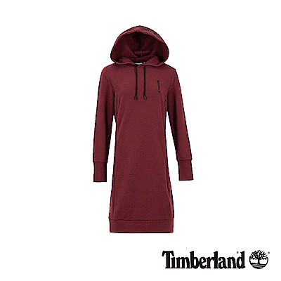 Timberland 女款深紫紅品牌LOGO長版連帽上衣|B3407