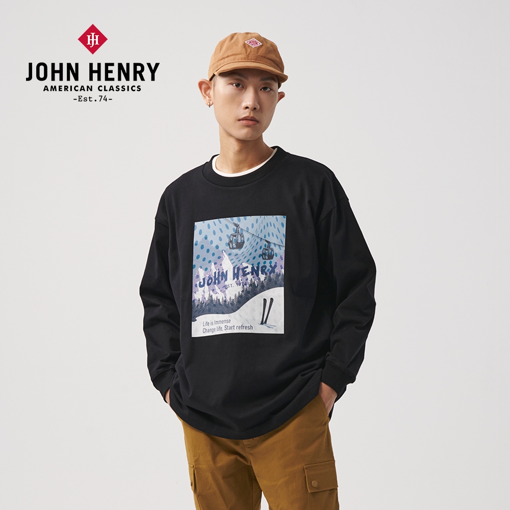 JOHN HENRY Go skiing長袖上衣-黑 (黑色)