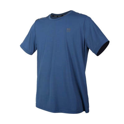FIRESTAR 男彈性圓領短袖T恤-慢跑 路跑 涼感 運動 上衣 D2033-98 靛藍灰