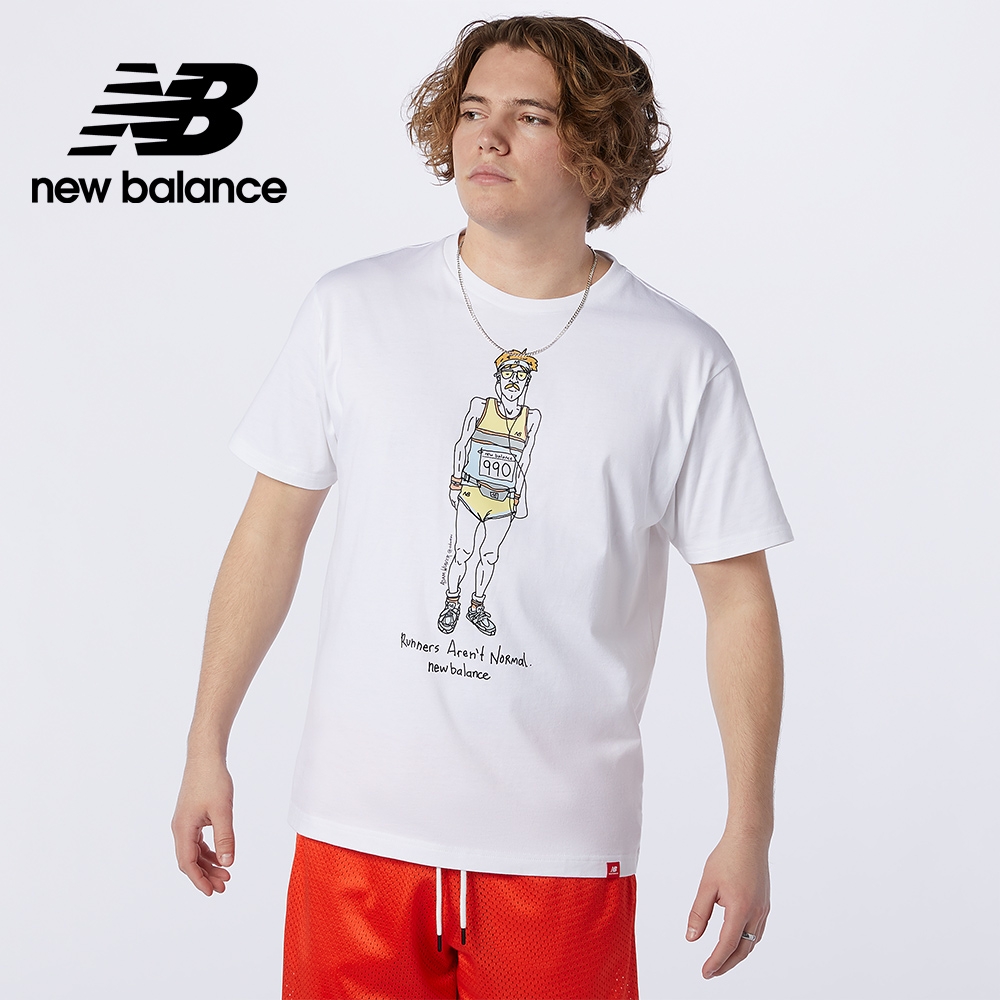 【New Balance】插畫短袖上衣_男性_白色_AMT11543WT