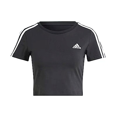 Adidas W 3S Baby T [IR6111] 女 短版 短袖 上衣 運動 訓練 休閒 舒適 修身 黑